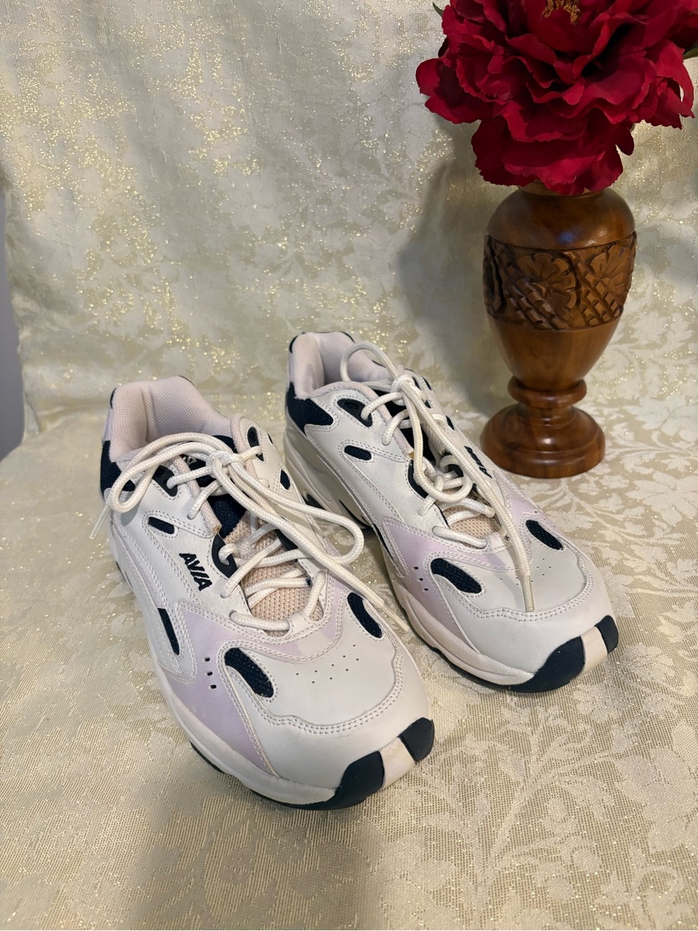 Avia White, Navy and Light Pink Training Sneakers